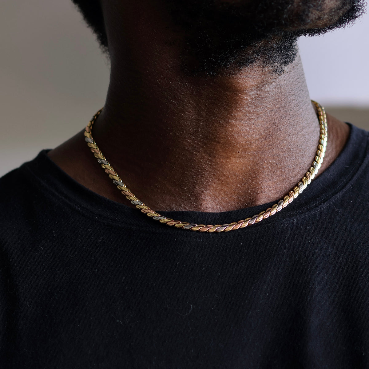 Tri-Tone Twisted Rope Chain