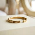 Siwa Man Braided Brass Cuff Bangle for Men – Adjustable Gold-Tone Rope Bracelet