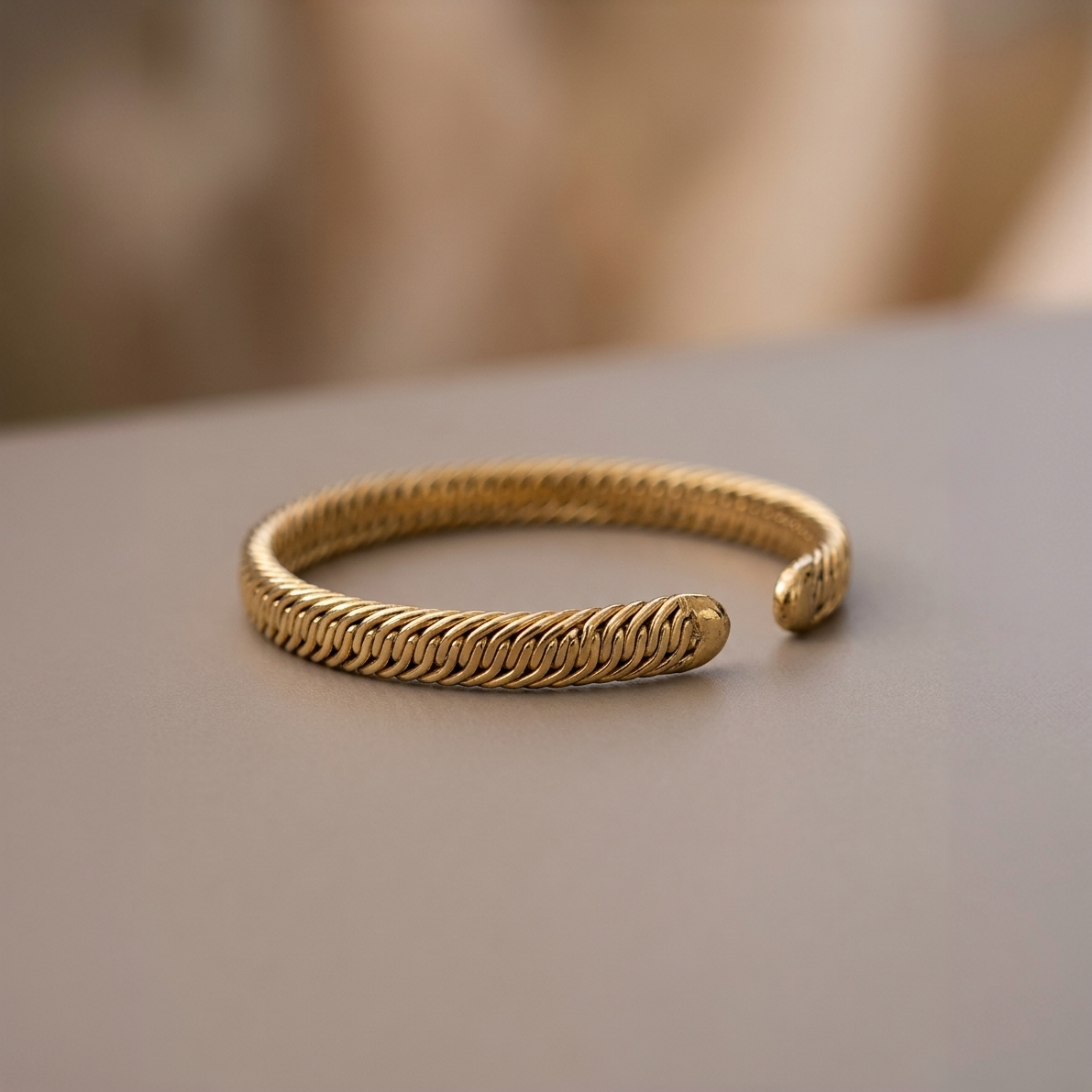 Siwa Man Braided Brass Cuff Bangle for Men – Adjustable Gold-Tone Rope Bracelet